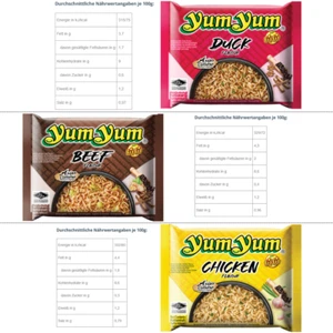 (11,94 EUR/kg) Yum Yum Instand Nudeln 30x60g - Je 10x Ente, Rind, Huhn - Bild 1 von 2