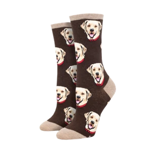 Sock Smith Ladies Labrador Brown Crew Socks WNC3079-BRO - Picture 1 of 1