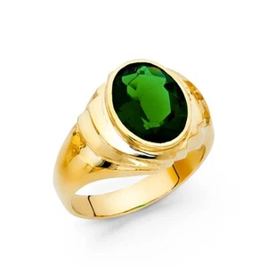 Anillo de oro amarillo de 14 quilates con circonitas cúbicas para hombre - Imagen 1 de 3