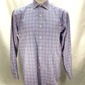 TOMMY HILFIGER Mens L Red White & Blue Plaid LS Button Down Dress Shirt      Bn5 - Picture 1 of 7