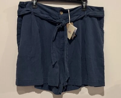 Nuevo con etiquetas Pantalones Cortos Faherty Para Mujer Arlie Day Corbata Cintura Azul Marino Talla XXL $118 Foto 1 de 3