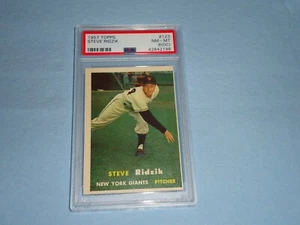 1957 Topps Baseball Card Steve Ridzik # 123 PSA Graded 8 (OC) NM-MT 42842198 - Picture 1 of 3