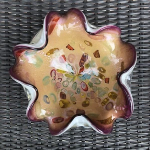 Murano Tutti Frutti Bowl Hand Made Venetian Glass Italy Sticker 9” - Picture 1 of 6