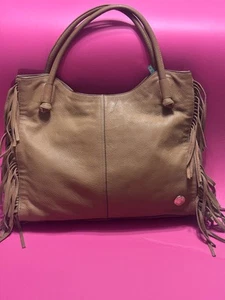 Vince Camuto Tote Leather Handbag Brown Top Handle with Side Fringes - Picture 1 of 12