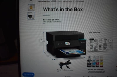 Epson EcoTank ET-4950 Wireless All-in-One Color Supertank Printer, Black NEW - Bild 1 von 4