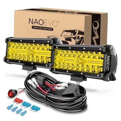 7 Inch LED Light Bar, 240W 24,000LM Offroad Fog/Driving Lights LED Pods Yellow - Image 1 of 4