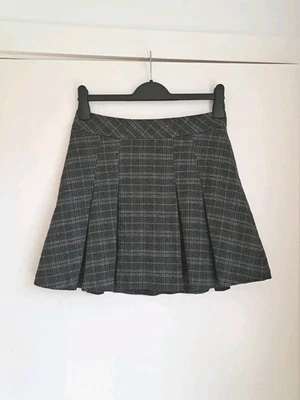 Warehouse Pleated Mini Skirt UK10 Plaid Grey Mix Lined Worn Once - Image 1 of 4