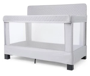 Baby Delight Horizon Full Size Crib Breathable Mesh Walls Luxe Quilted - Gray - Picture 1 of 10