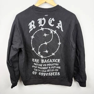 RVCA Black Hoodie Adult Small Sweatshirt Pullover Skate Mens Grunge - Picture 1 of 3