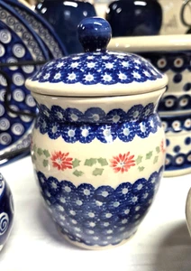 Bote o carrito de té con tapa redonda de cerámica polaca de 5,5" - Imagen 1 de 1