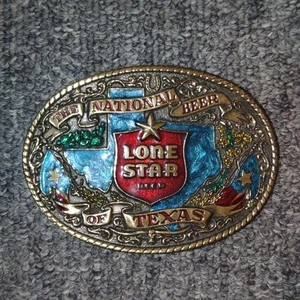 Lone Star Beer TEXAS Belt Buckle 90's Vintage - Picture 1 of 8