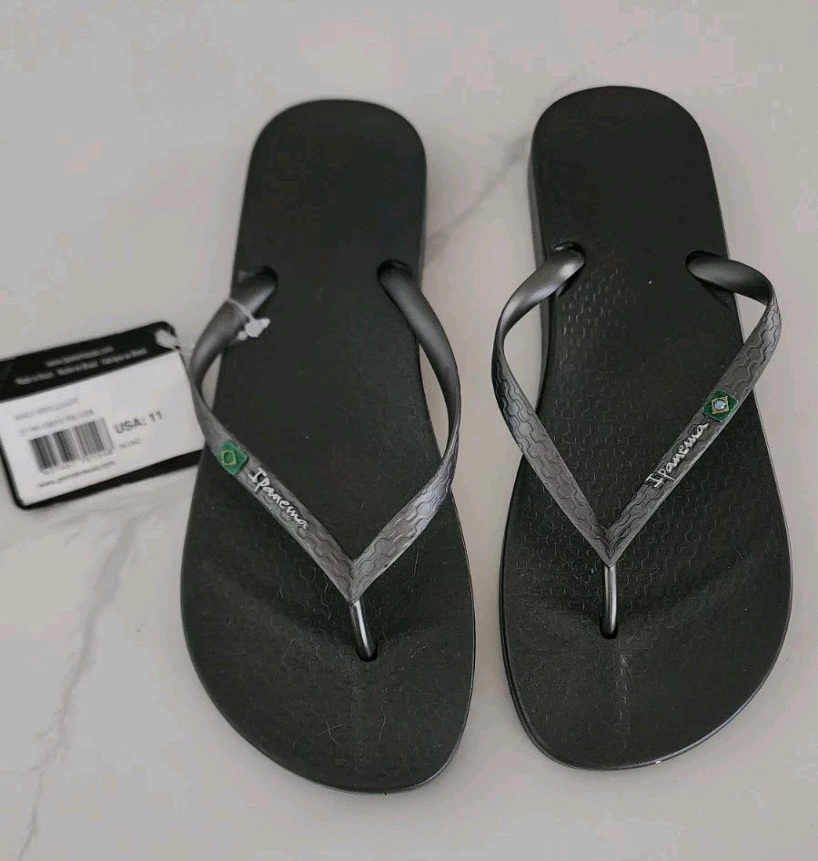 Chanclas para mujer Ipanema brillante talla 11 plantilla moldeada metálicas plateadas nuevas Foto 1 de 4