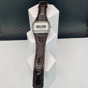 Brighton Montreux Silver Tone Brown Leather Watch Rectangular Face New Battery - Picture 1 of 6