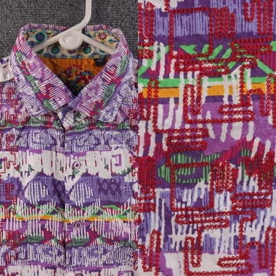 Robert Graham Purple White Geometric Modal Cotton Polyester Short Sleeve Large - Image 1 of 4