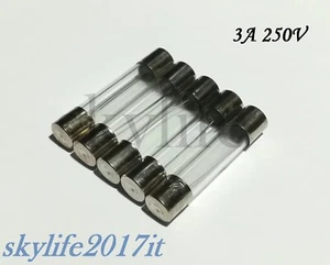 5pz FUSIBILI 3A 250V in vetro rapidi 6x30 mm - 5 pezzi fusibile - Foto 1 di 1