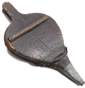 Primitive Antique Weathered Worn Fireplace Bellows Fire Blower Tool Wood Leather - Picture 1 of 7