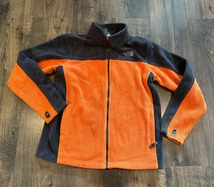 The North Face Boy's Full Zip Thick Fleece Jacket Gray & Orange, Size: L 14/16 - Picture 1 of 15
