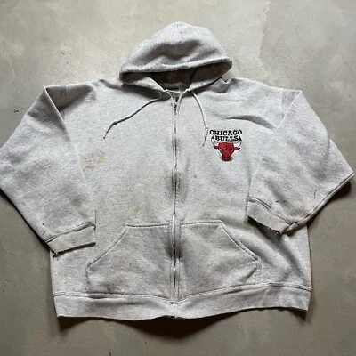 Sudadera con capucha vintage Thrashed cremallera completa Chicago Bulls Distressed XL para hombre años 90 Tultex Foto 1 de 4