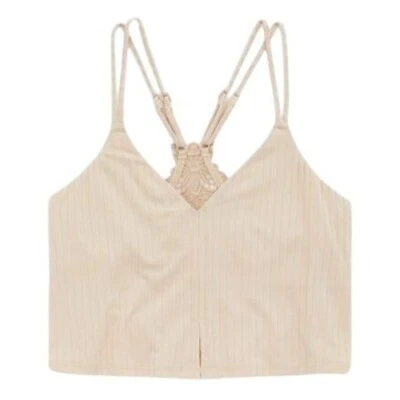 Top corto Aerie acanalado bralette para mujer M beige informal cómodo lencería salón nuevo con etiquetas Foto 1 de 4