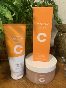 LOT 3 NEW Avon Anew Vitamin C Dry Body Oil, Body SCRUB ,& Warming Peel - Picture 1 of 6