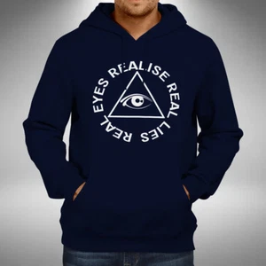 Real Eyes Realise Real Lies Adult Hoodie Illuminati Conspiracy All Seeing Eye 01 - Picture 1 of 5