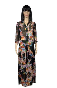 Ulyana Sergeenko Maxi Dress Floral Printed Mesh size L - Picture 1 of 14