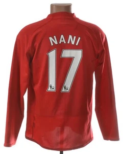 Manchester United 2007/2009 Heim Fußball Trikot Nike Größe M Langarm #17 Nani - Bild 1 von 7