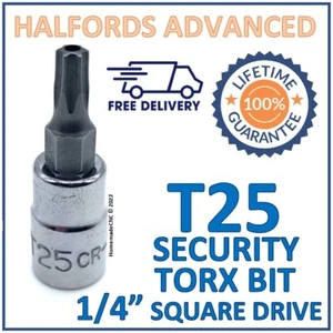 Halfords Advanced T25 Security Torx Bit with 1/4" Square Drive Adapter -Free P&P - Picture 1 of 6
