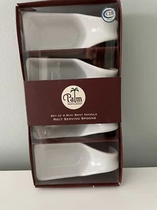 Vintage Set of 4 Palm Restaurant Bent Handle Rect Serving Spoons - Picture 1 of 9