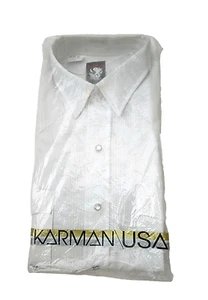 Karman Men’s Western Pearl Snap Short Sleeve Shirt White Xtra Long tail No Iron - Picture 1 of 5