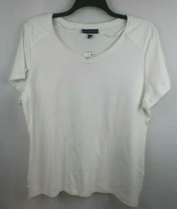 Karen Scott Women's Short Sleeve Scoop V-Neck Top Shirt Size 2X White - Picture 1 of 4