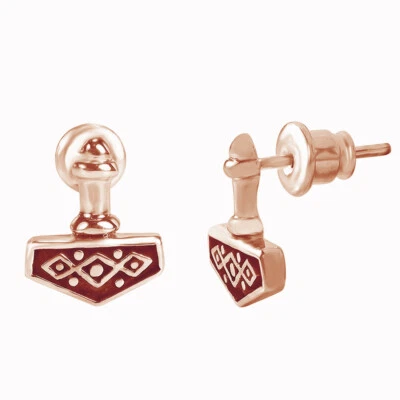 Aretes Thor's Norse Hammer de moda enchapados en oro de 14 quilates de plata de ley Foto 1 de 4