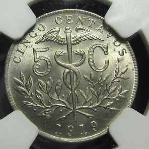 1919 Bolivia 5 Cents, NGC MS 65 - Picture 1 of 4
