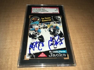 Tarjeta firmada por Martin St. Louis & Eric Perrin 97-98 Cleveland Lumberjacks SGC auténtica - Imagen 1 de 4