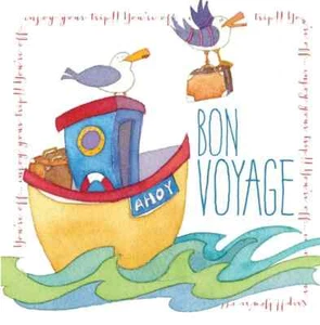 Emma Ball  Bon Voyage Art Greetings Card  Enjoy Your Trip Boat Ahoy Blank QB29 - Picture 1 of 1