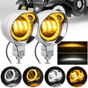 2X Chrome Motorcycle LED Spot Light Headlight Driving Hi-Lo Lamp Universal ATV - Picture 1 of 12
