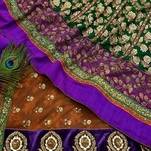 Indian Pre-Owned Sari Net Hand Embroidered Designer Sabyasachi Lehenga Saree 5yd - Picture 1 of 20