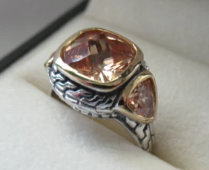 Gavriel Sterling Silver, 14K, Golden Citrine Byzantine Style Ring Size 8 - Picture 1 of 4