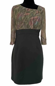 Vintage 80’s Green Dress Knee Length Lace Top Lined 3/4 Sleeves Size 12/14 - Picture 1 of 7