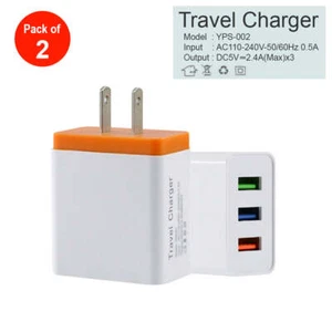 2x 2.4A Metal Circle 3 USB Wall Charger Tablets/ Phones Samsung, LG, HTC, Etc. - Picture 1 of 6