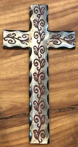 KREUZ Stahl Metall Jesus christliche Wanddeko NEU 12” x 6” rot rollbar schön - Bild 1 von 1