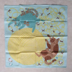 Japanisches Furoshiki Wickeltuch Katze und Garnknäuel Baumwolle 100% hell GRN 50cm - Bild 1 von 13