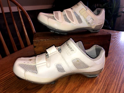 Specialized White Body Geometry Clip In Torch Cycling Shoes - Women Size 9 - Image 1 of 4