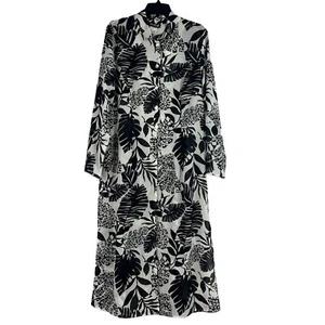 Plumero Nira Kaplan Frente Abierto Semi Transparente Cubierta Negro Blanco Floral Grande Nuevo - Imagen 1 de 12