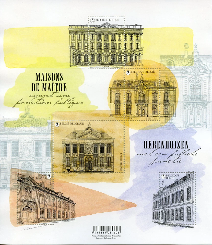 Belgium 2018 MNH Splendid Belgian Mansions 5v M/S Houses Architecture Stamps - Image 1 of 1