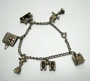 Vintage Sterling Silver Travel Charm Bracelet London England - Picture 1 of 4