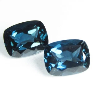 5.00Cts Outstanding Natural London Blue Topaz Cushion Cut Matching Pair - Picture 1 of 4