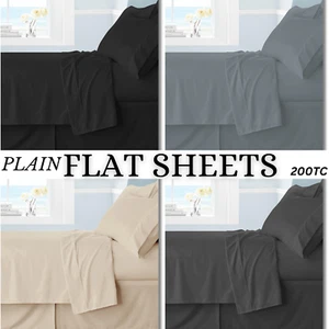 Luxury Plain FLAT SHEET BED SHEETS Soft Hotel Quality Single Double King Size - Picture 1 of 19