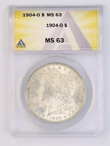 1904-O Morgan Silver Dollar ANACS MS63 $1 New Orleans Mint - Picture 1 of 2