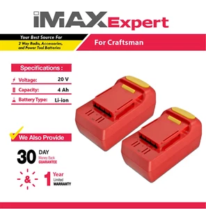 2x Batería de iones de litio 20V 4Ah para Craftsman 26302, 26314, 28128, 25708 - Imagen 1 de 7